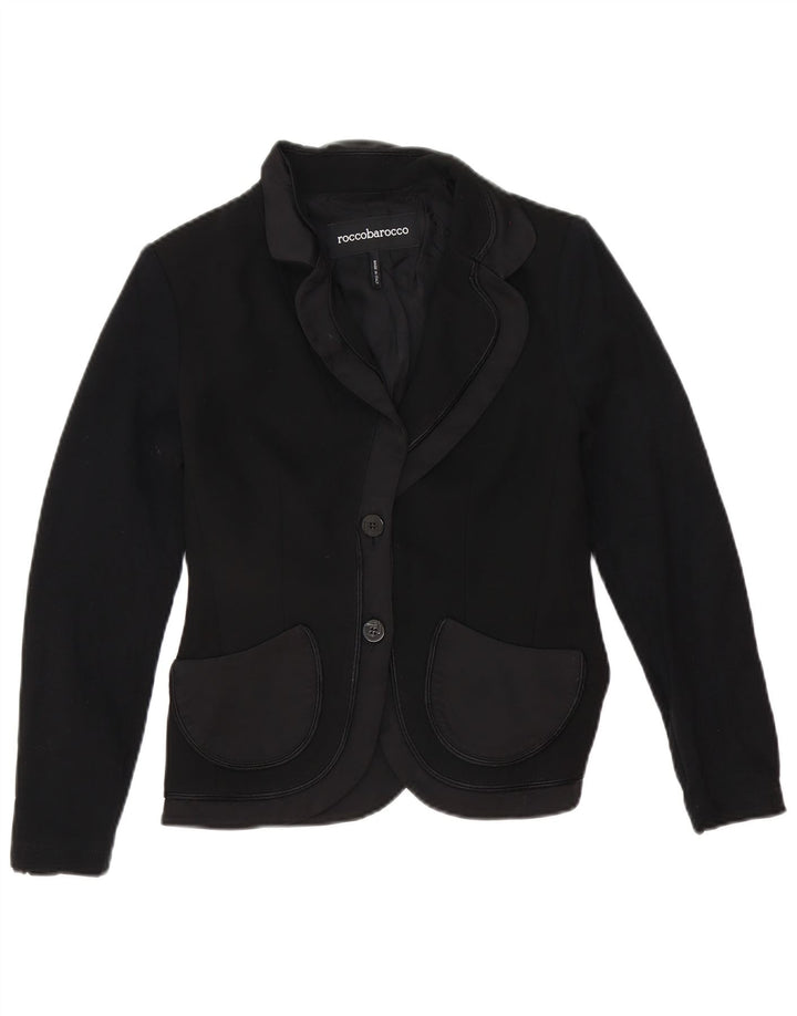 Roccobarocco Womens 2 Button Blazer Jacket IT 42 Medium Black Polyester
