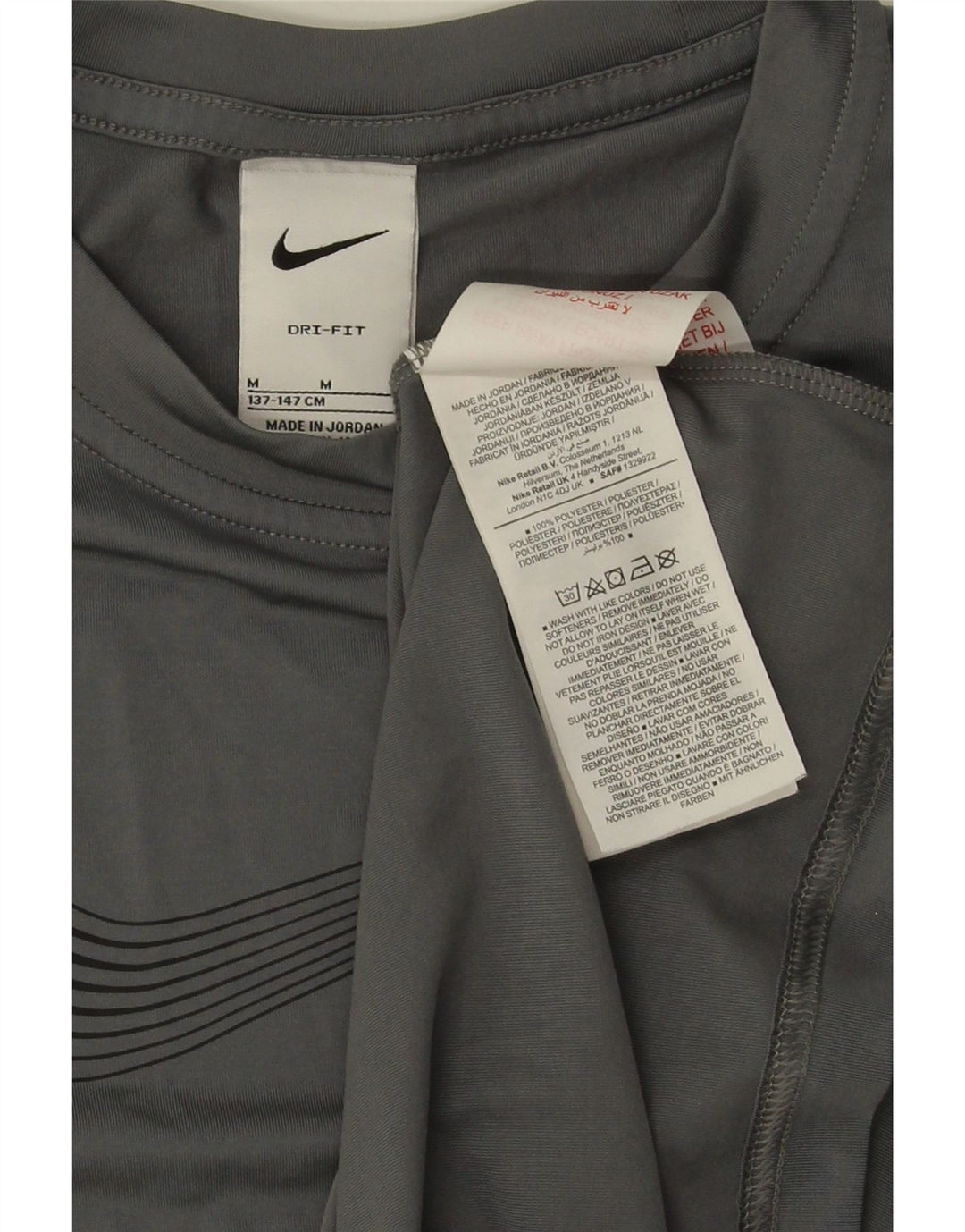 Nike Boys Dri Fit Graphic T-Shirt Top 10-11 Years Medium Grey Polyester