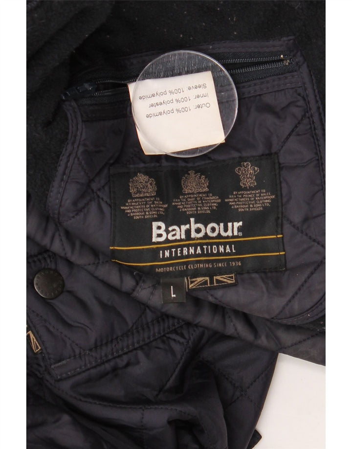 Barbour Mens Quilted Jacket UK 40 Large Navy Blue Polyamide