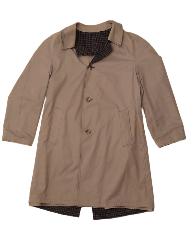 DIOLEN Mens Reversible Trench Coat UK 40 Large Grey Check Polyester