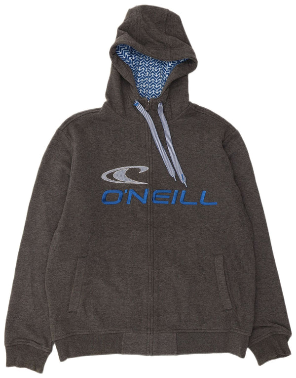 O'Neill Mens Graphic Zip Hoodie Sweater XL Grey Cotton