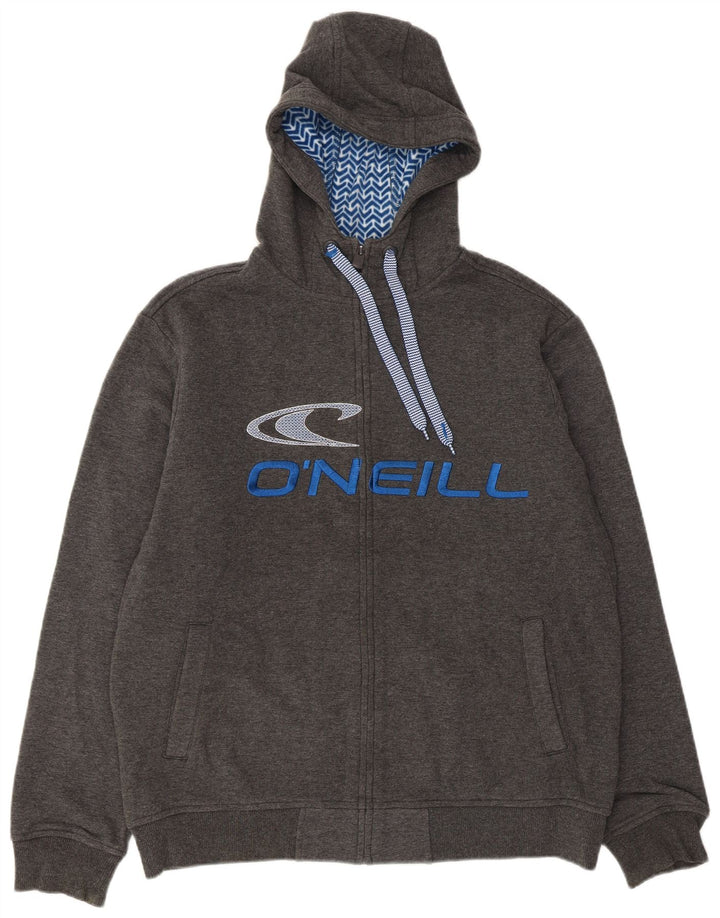 O'Neill Mens Graphic Zip Hoodie Sweater XL Grey Cotton