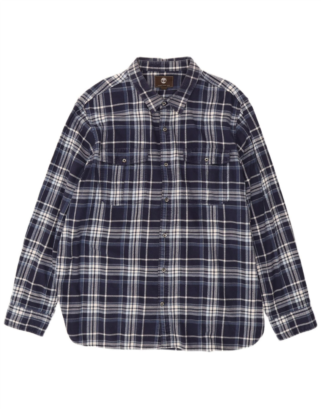 TIMBERLAND Mens Regular Fit Flannel Shirt 3XL Navy Blue Check Cotton