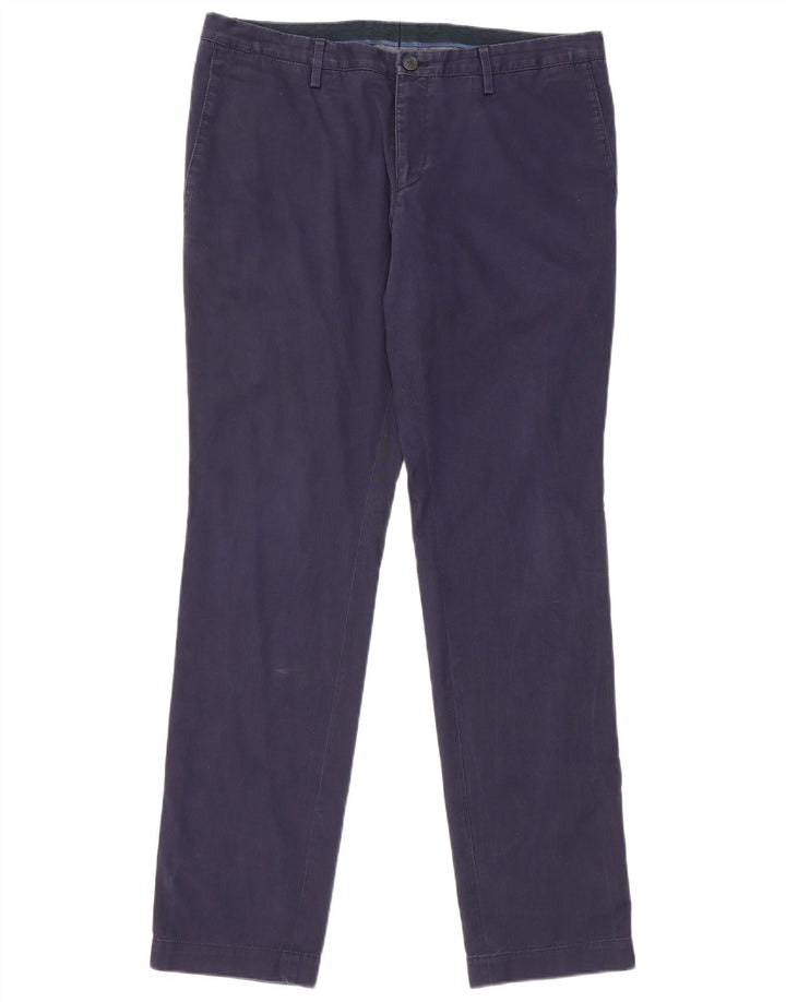HUGO BOSS Mens Slim Chino Trousers EU 50 Large W34 L32 Navy Blue Cotton