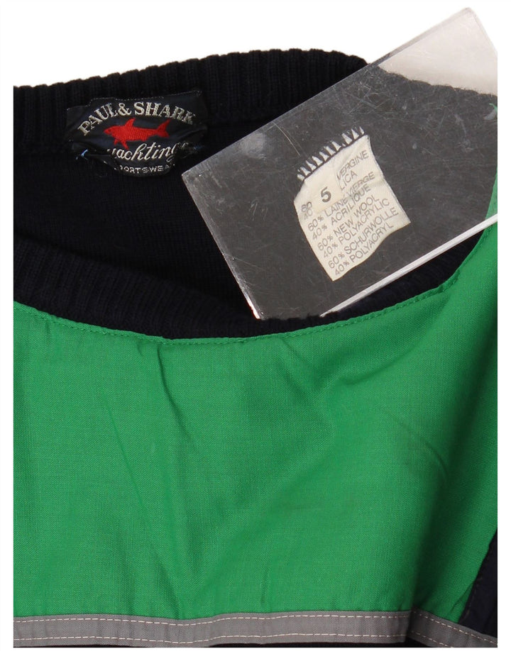 Paul & Shark Mens Zip Neck Jumper Sweater Medium Navy Blue Virgin Wool