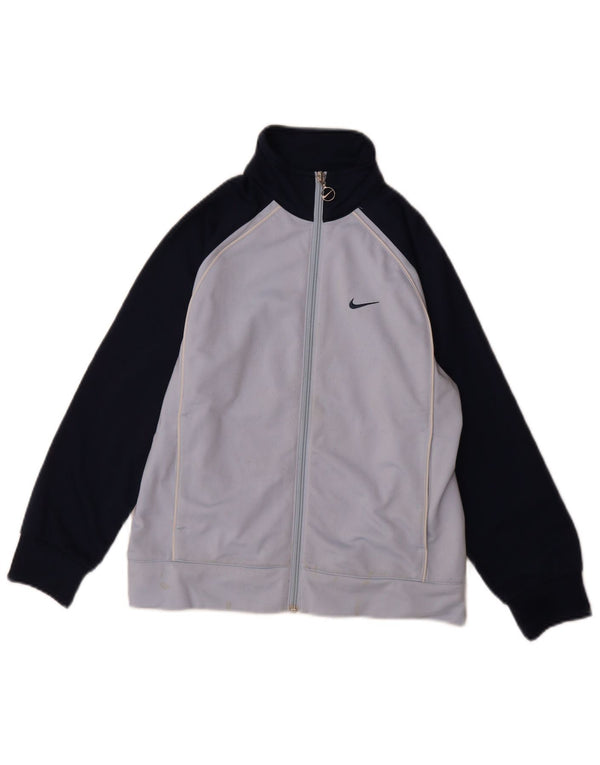 Nike Boys Graphic Tracksuit Top Jacket 8-9 Years Small Blue Colourblock