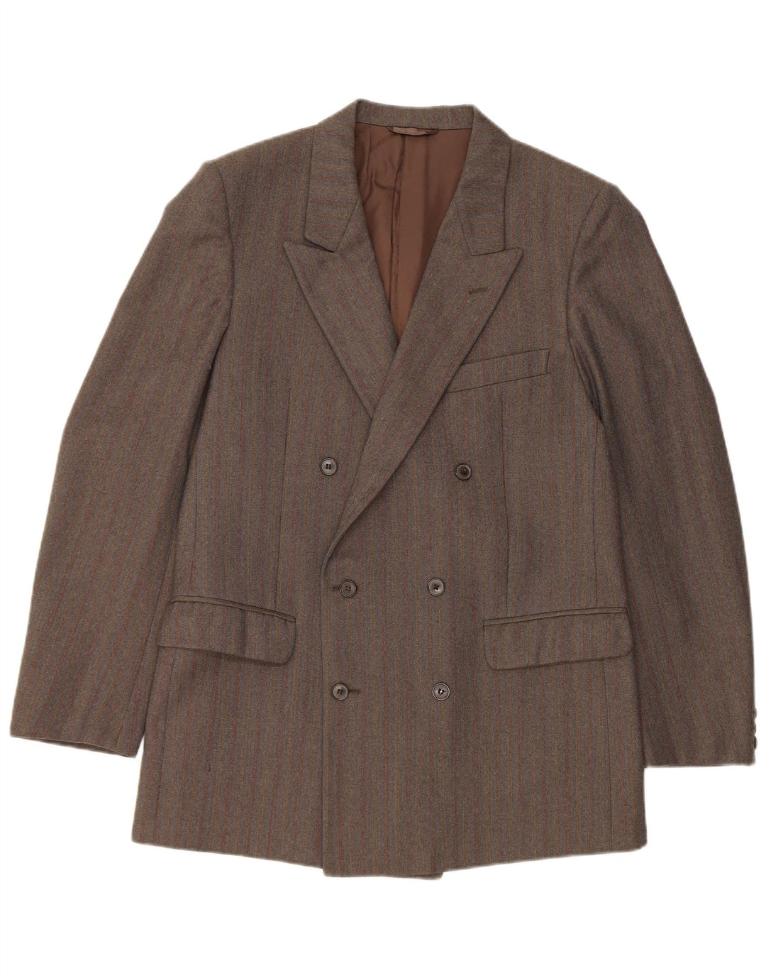 Vintage Mens Double Breasted Blazer Jacket IT 50 Large Grey Pinstripe