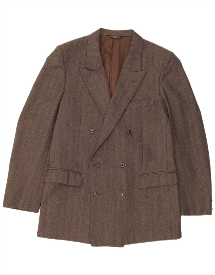Vintage Mens Double Breasted Blazer Jacket IT 50 Large Grey Pinstripe