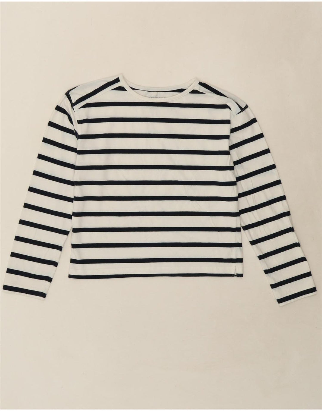 FRENCH CONNECTION Womens Top Long Sleeve UK 10 Small White Striped Vintage French Connection and Second-Hand French Connection from Messina Hembry 