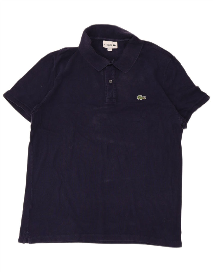 LACOSTE Mens Slim Fit Polo Shirt Size 6 XL Navy Blue Cotton