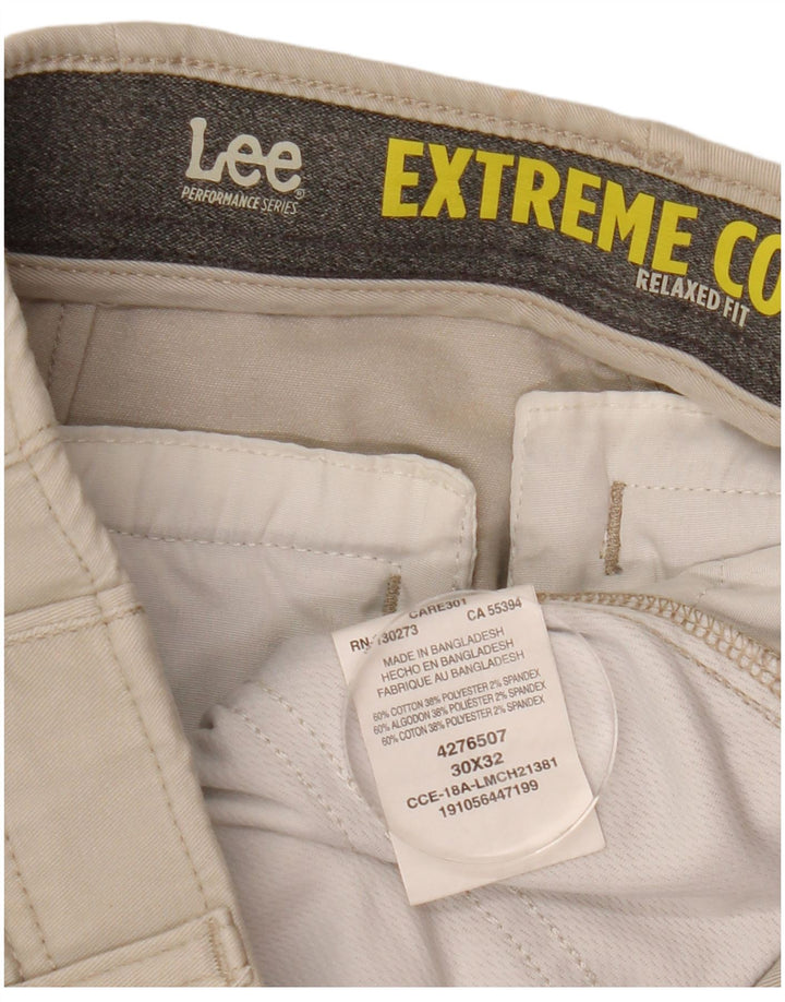 LEE Mens Extreme Comfort Relaxed Fit Chino Trousers  W30 L32 Beige Cotton