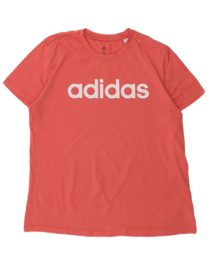 ADIDAS Womens Graphic T-Shirt Top UK 20/22 XL Pink Cotton