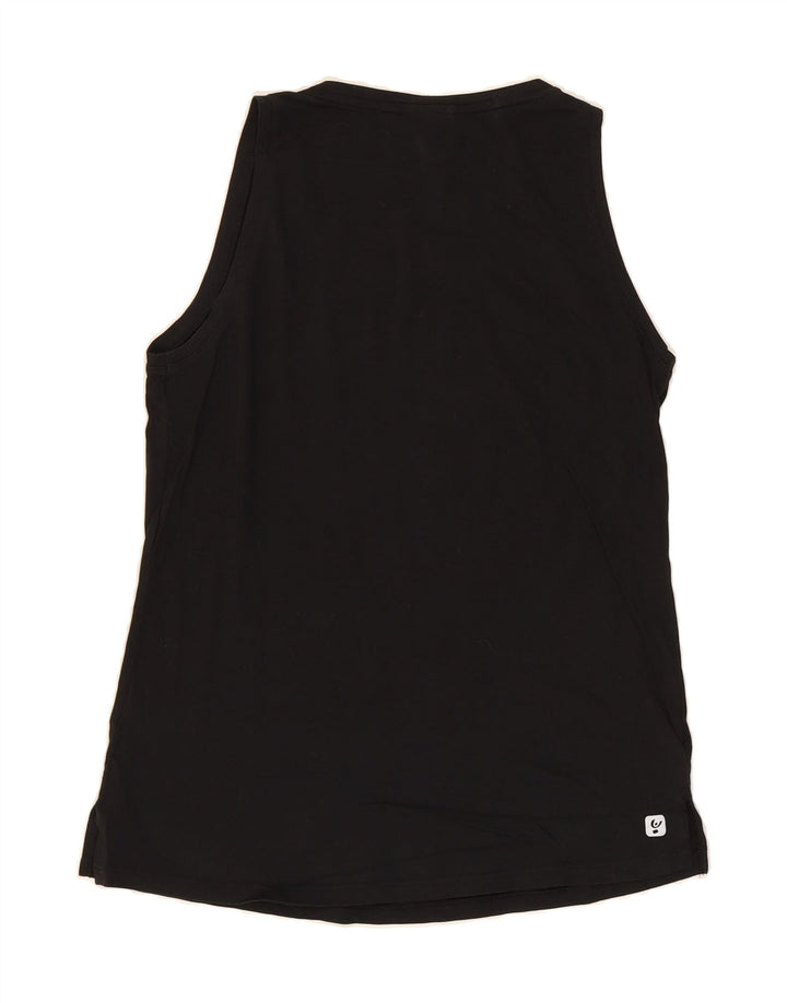 FREDDY Womens Graphic Vest Top UK 12 Medium  Black Cotton Vintage Freddy and Second-Hand Freddy from Messina Hembry 