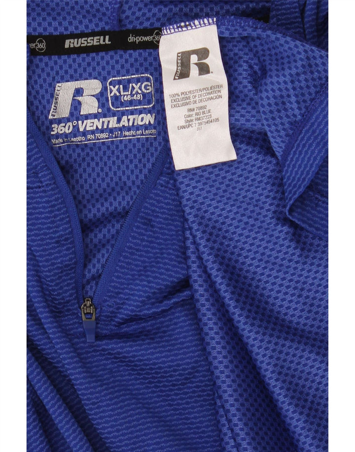 Russell Athletic Mens Hooded Pullover Tracksuit Top XL Blue Polyester