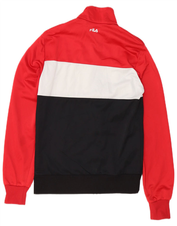 FILA Mens Graphic Tracksuit Top Jacket XS Red Colourblock Polyester