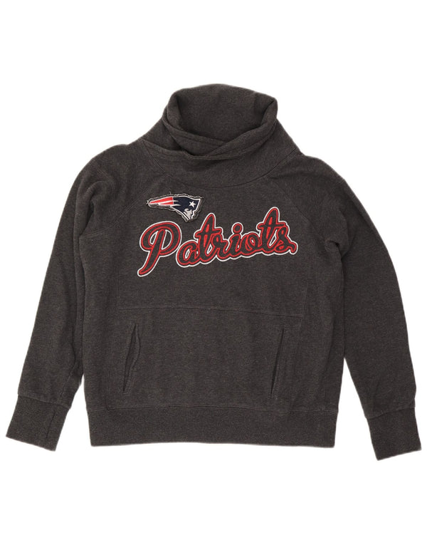 NFL Womens New England Patriots Graphic Sweatshirt Jumper UK 14 Medium Grey