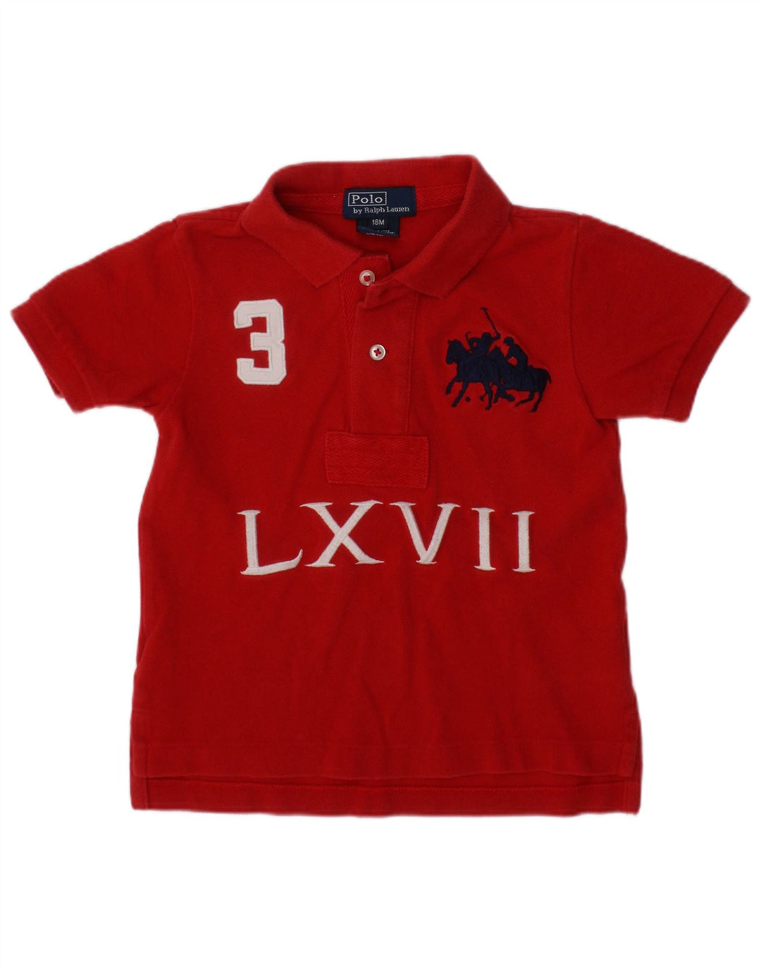 POLO RALPH LAUREN Baby Boys Graphic Polo Shirt 12-18 Months Red Cotton