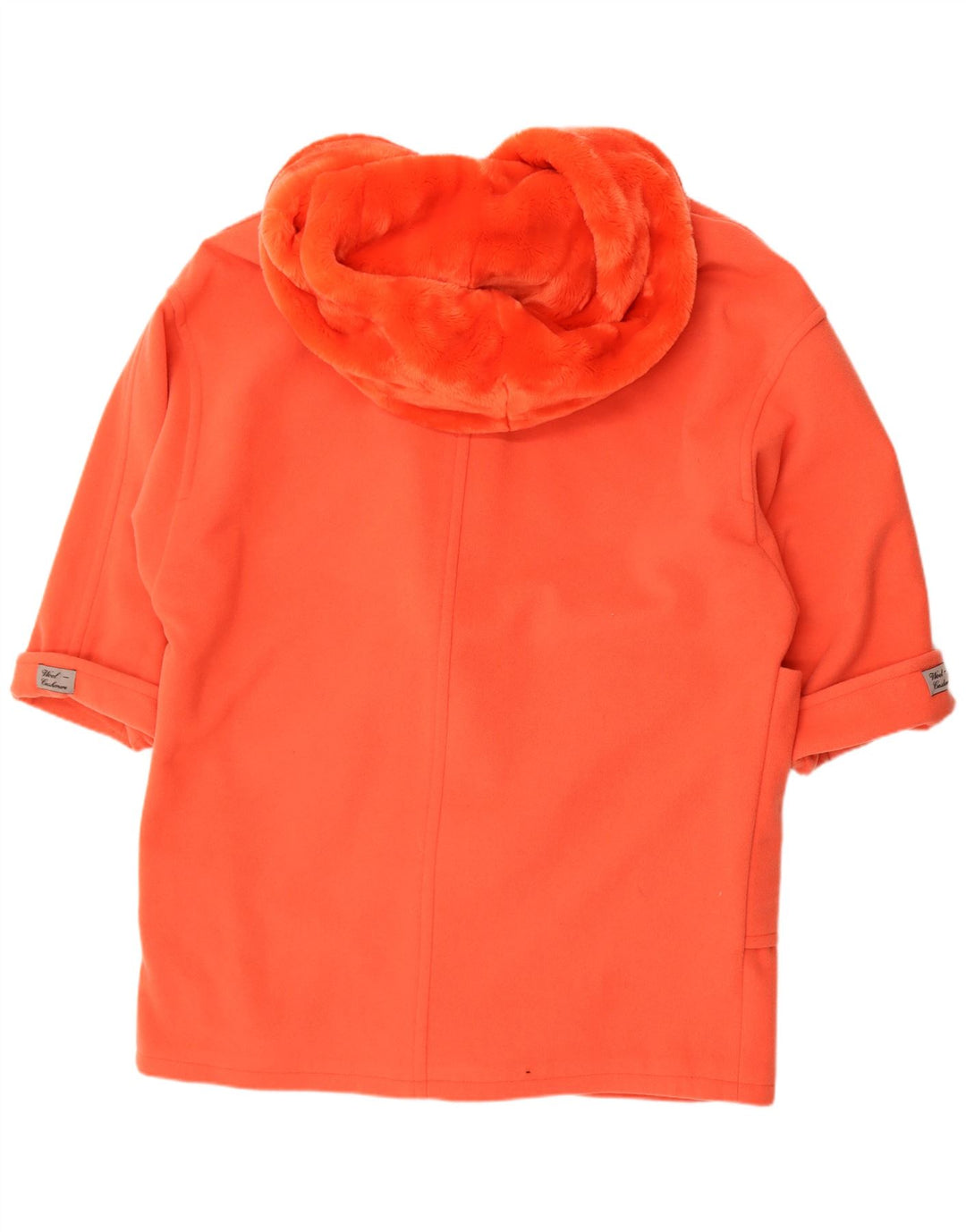 Vintage Womens Hooded Overcoat UK 18 XL Orange Polyacrylic