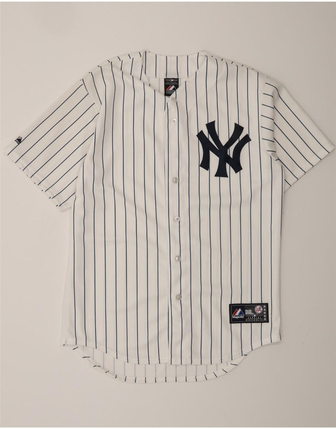 MAJESTIC Mens New York Yankees Graphic Jersey Top Medium White Pinstripe