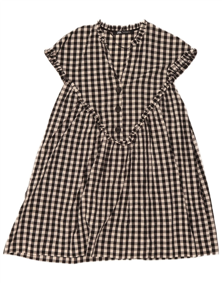 Zara Womens A-Line Dress UK 14 Medium Black Gingham