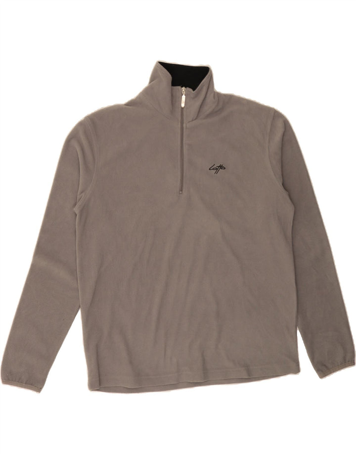 LOTTO Mens Zip Neck Fleece Jumper Large Grey Polyester Vintage Lotto and Second-Hand Lotto from Messina Hembry 