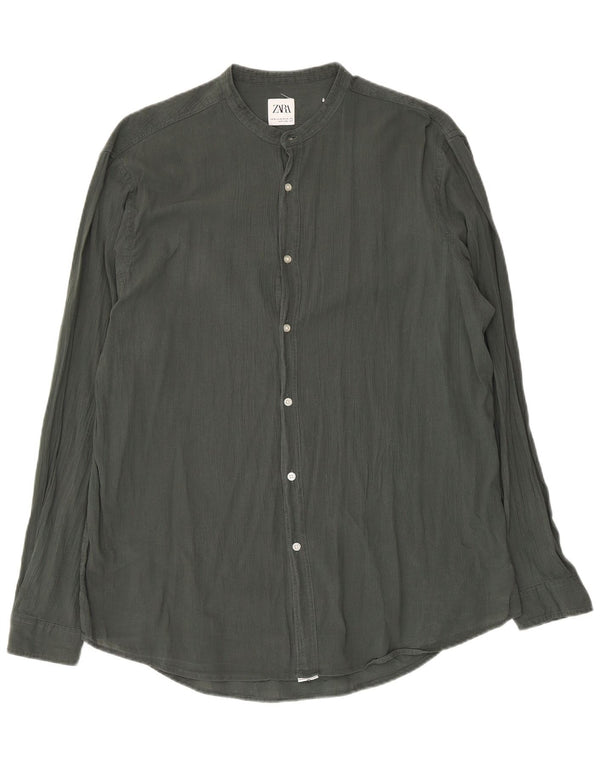Zara Mens Shirt XL Khaki Cotton