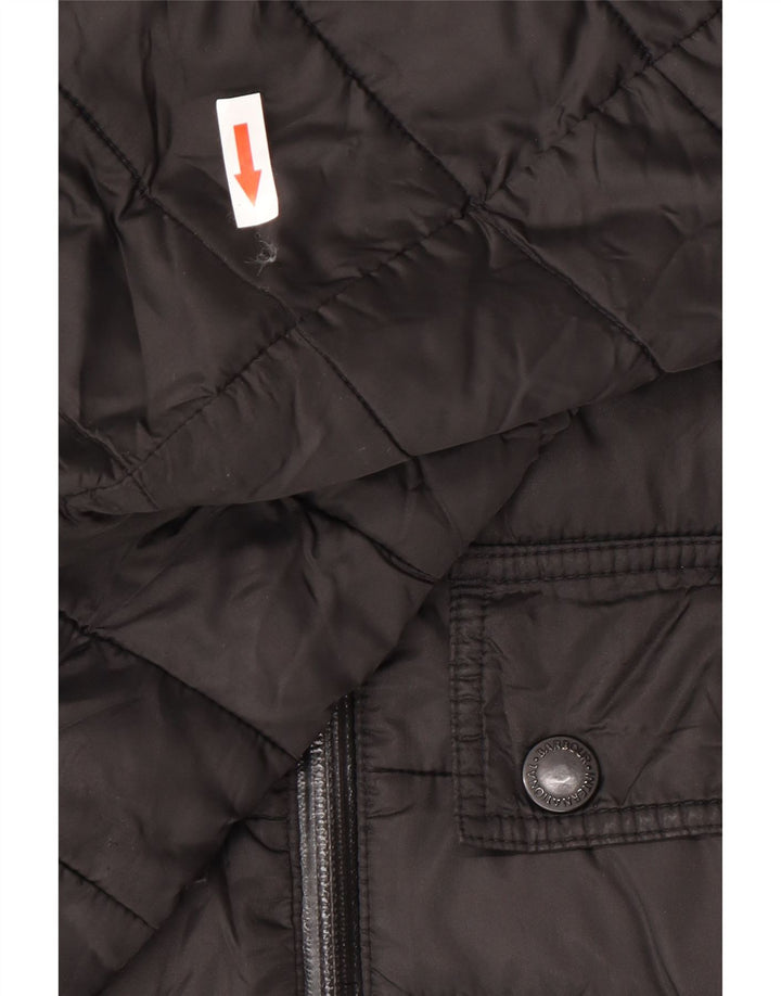 Barbour Mens Hooded Padded Jacket UK 40 Large Black Polyester