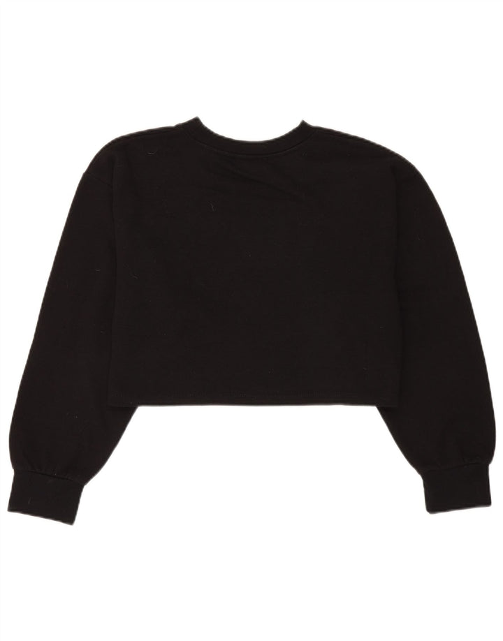 ZARA Womens Oversized Crop Sweatshirt Jumper UK 10 Small Black