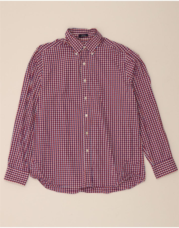 IZOD Mens Slim Fit Shirt Size 16 Large Red Gingham Cotton Vintage Izod and Second-Hand Izod from Messina Hembry 