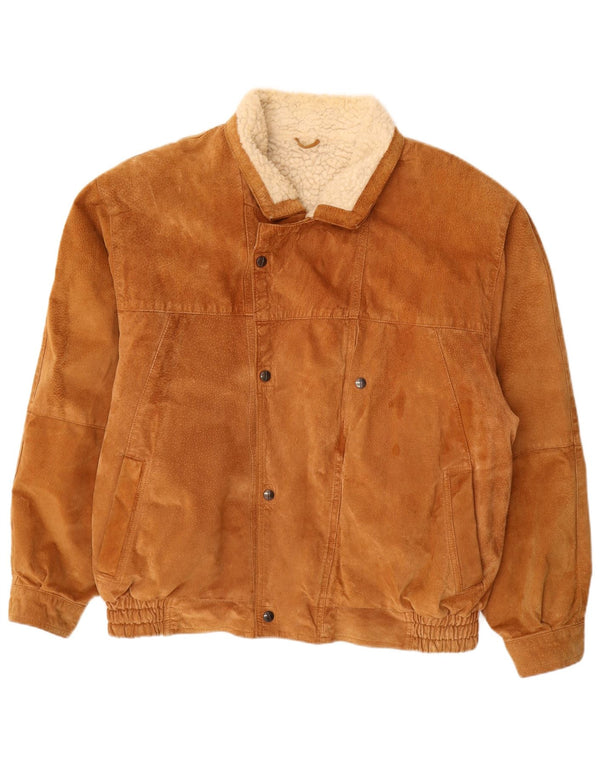 Vintage Mens Sherpa Suede Jacket UK 40 Large Brown Leather