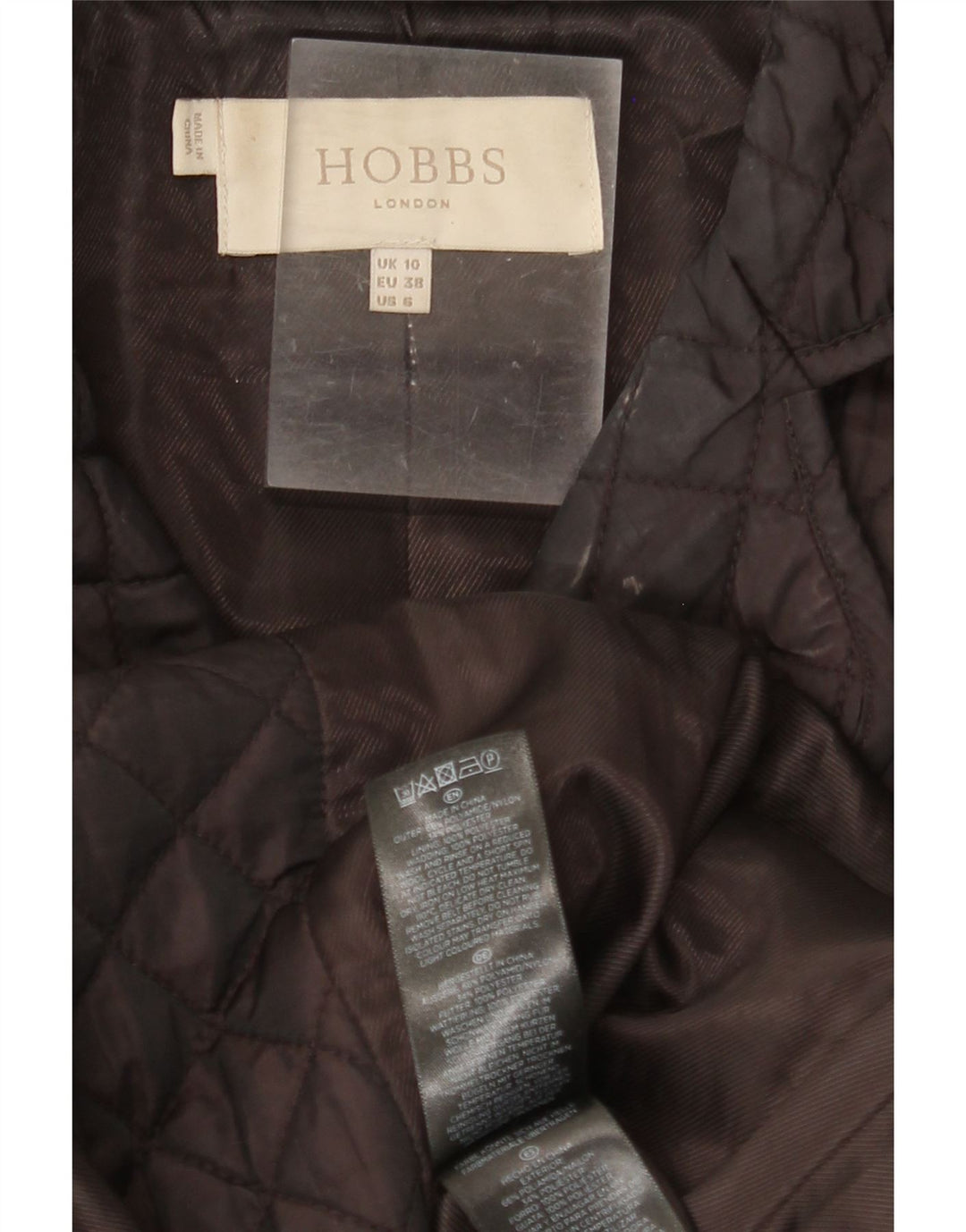 HOBBS Womens Quilted Overcoat UK 10 Small Brown Polyamide