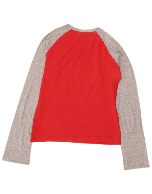 Nike Womens Crop Graphic Top Long Sleeve UK 10/12 Medium Red Colourblock