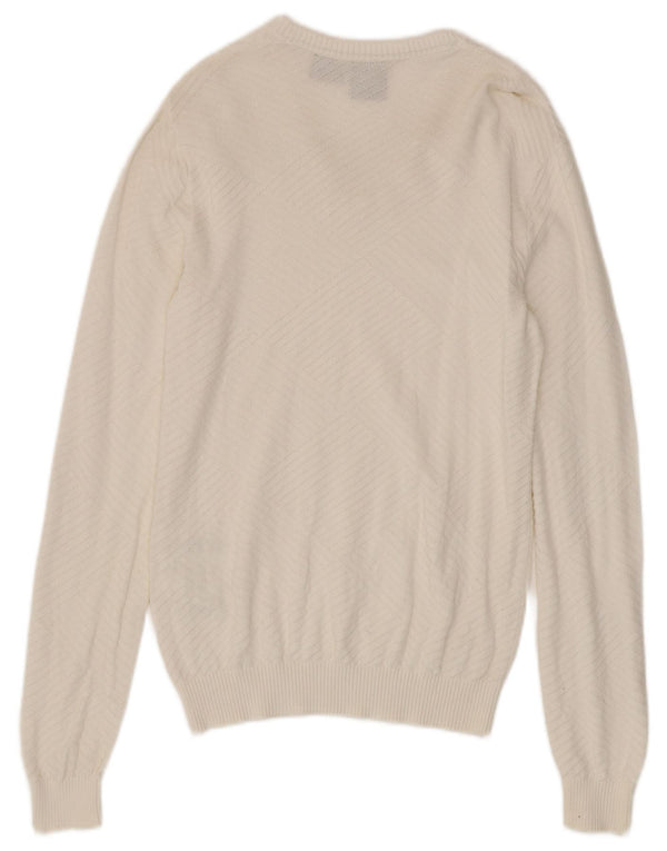 Armani Exchange Mens V-Neck Jumper Sweater XS White Cotton