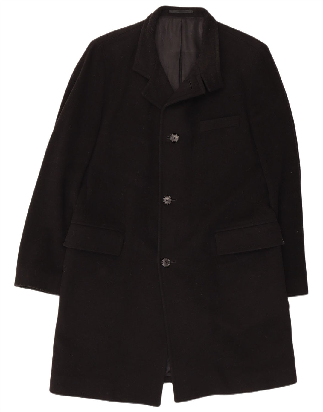 Hugo Boss Mens Overcoat IT 54 2XL Black Virgin Wool