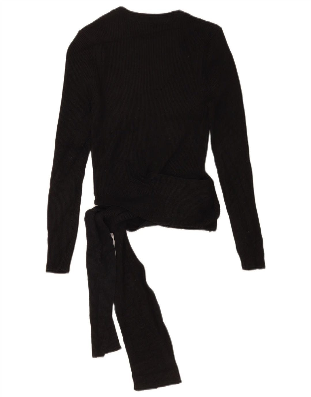 Zara Womens Crop Top Long Sleeve UK 12 Medium Black Viscose