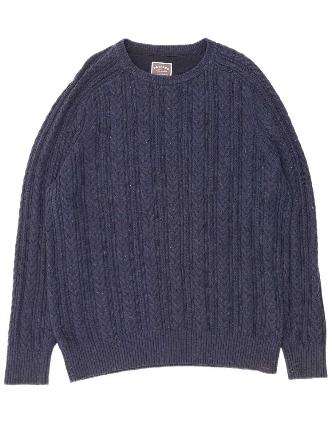 FAT FACE Mens Boat Neck Jumper Sweater XL Navy Blue Flecked Cotton