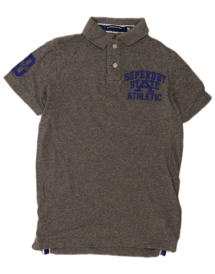 Superdry Mens Graphic Polo Shirt Medium Grey Cotton