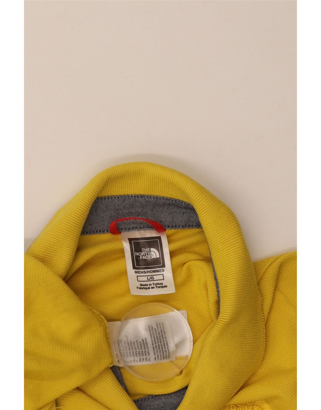 THE NORTH FACE Mens Polo Shirt Large Yellow Cotton