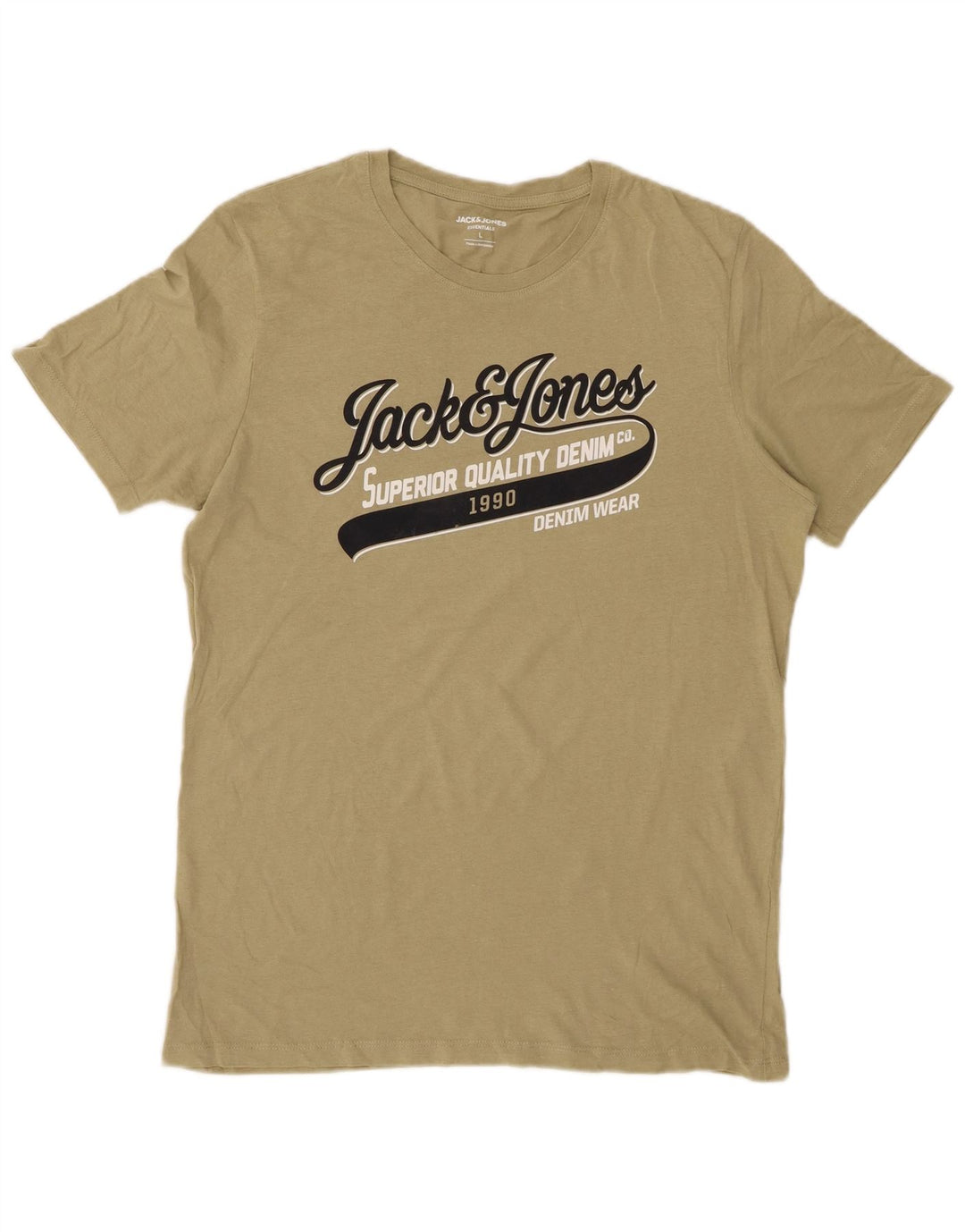 JACK & JONES Mens Graphic T-Shirt Top Large Khaki