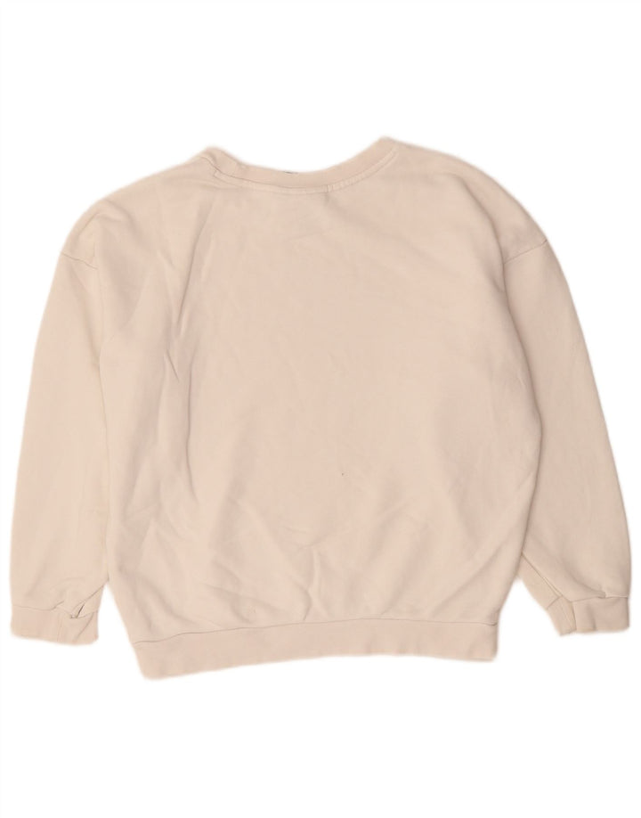 Adidas Womens Oversized Crop Graphic Sweatshirt Jumper UK 8 Small White