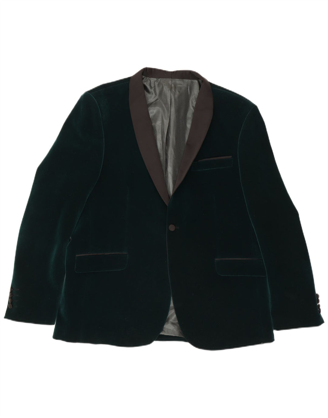Jack Martin Mens 1 Button Velvet Blazer Jacket IT 48 Medium Green Polyester