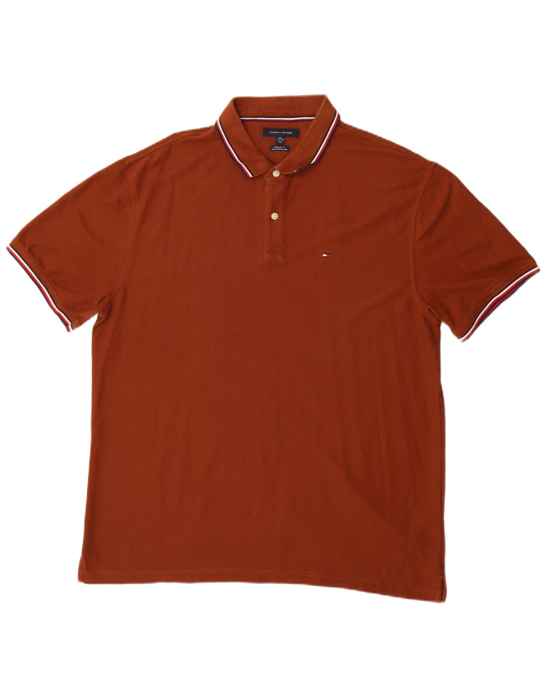 Tommy Hilfiger Mens Regular Fit Polo Shirt 2XL Brown Cotton