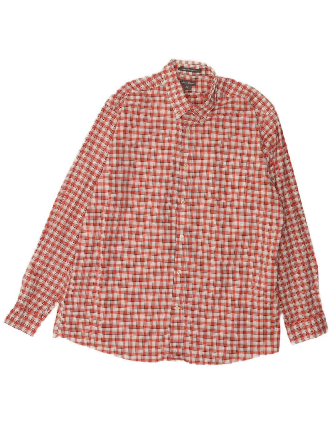 Eddie Bauer Mens Relaxed Fit Shirt XL Red Check Cotton