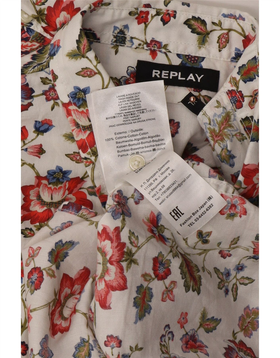 REPLAY Mens Shirt XL Multicoloured Floral Cotton