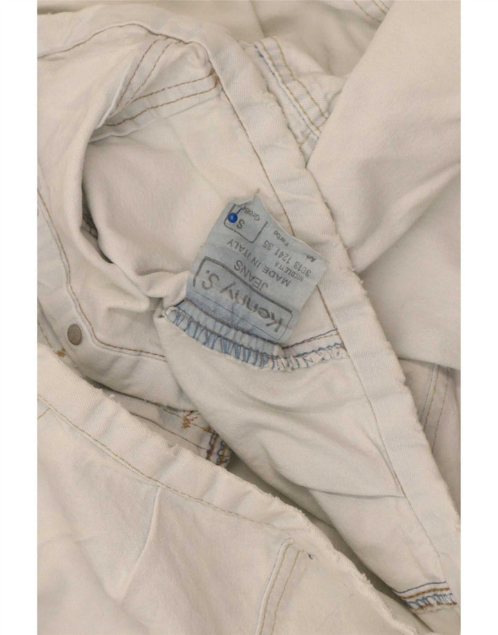 Kenny S Womens Crop Oversized Denim Jacket UK 10 Small White Cotton