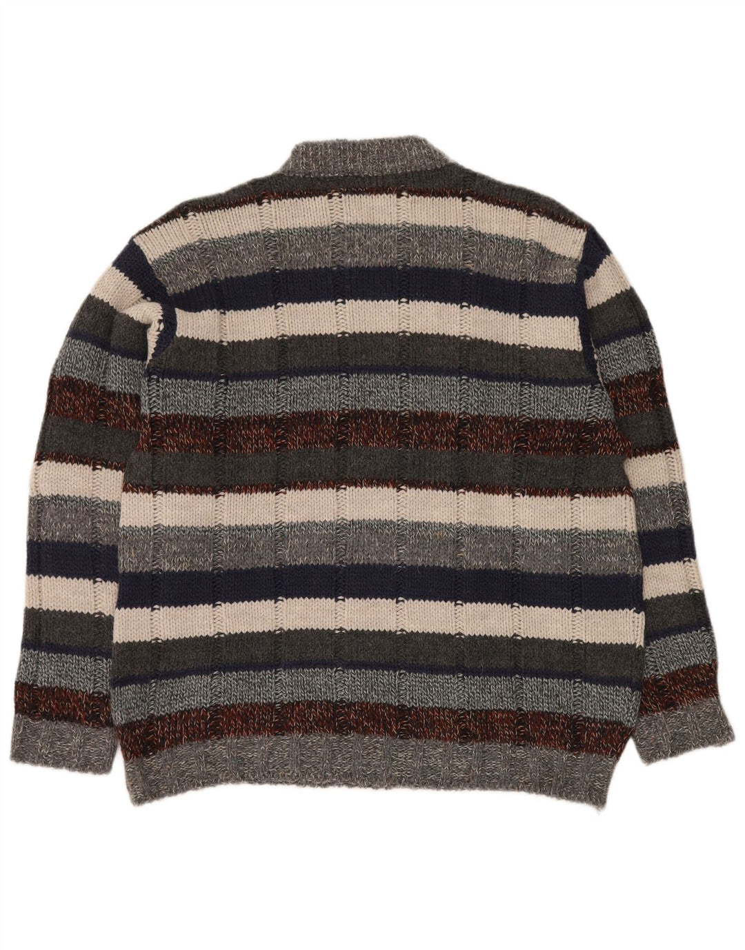ALCATRAZ Mens Crew Neck Jumper Sweater Large Multicoloured Striped Wool
