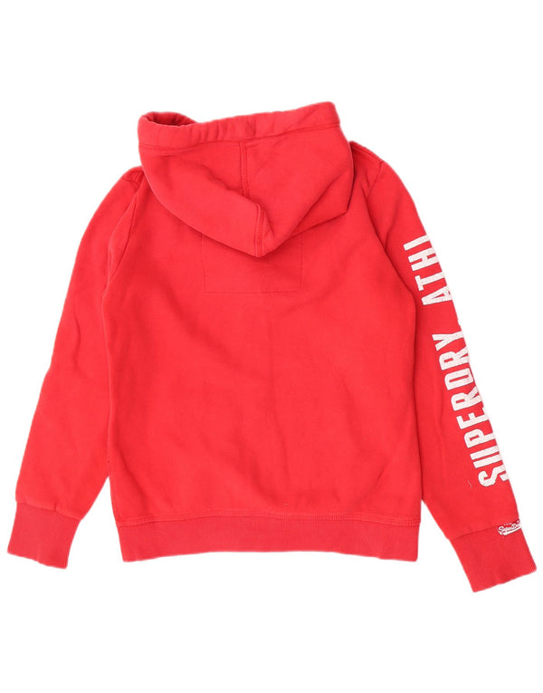 Superdry Womens Graphic Zip Hoodie Sweater UK 16 Large Red Cotton