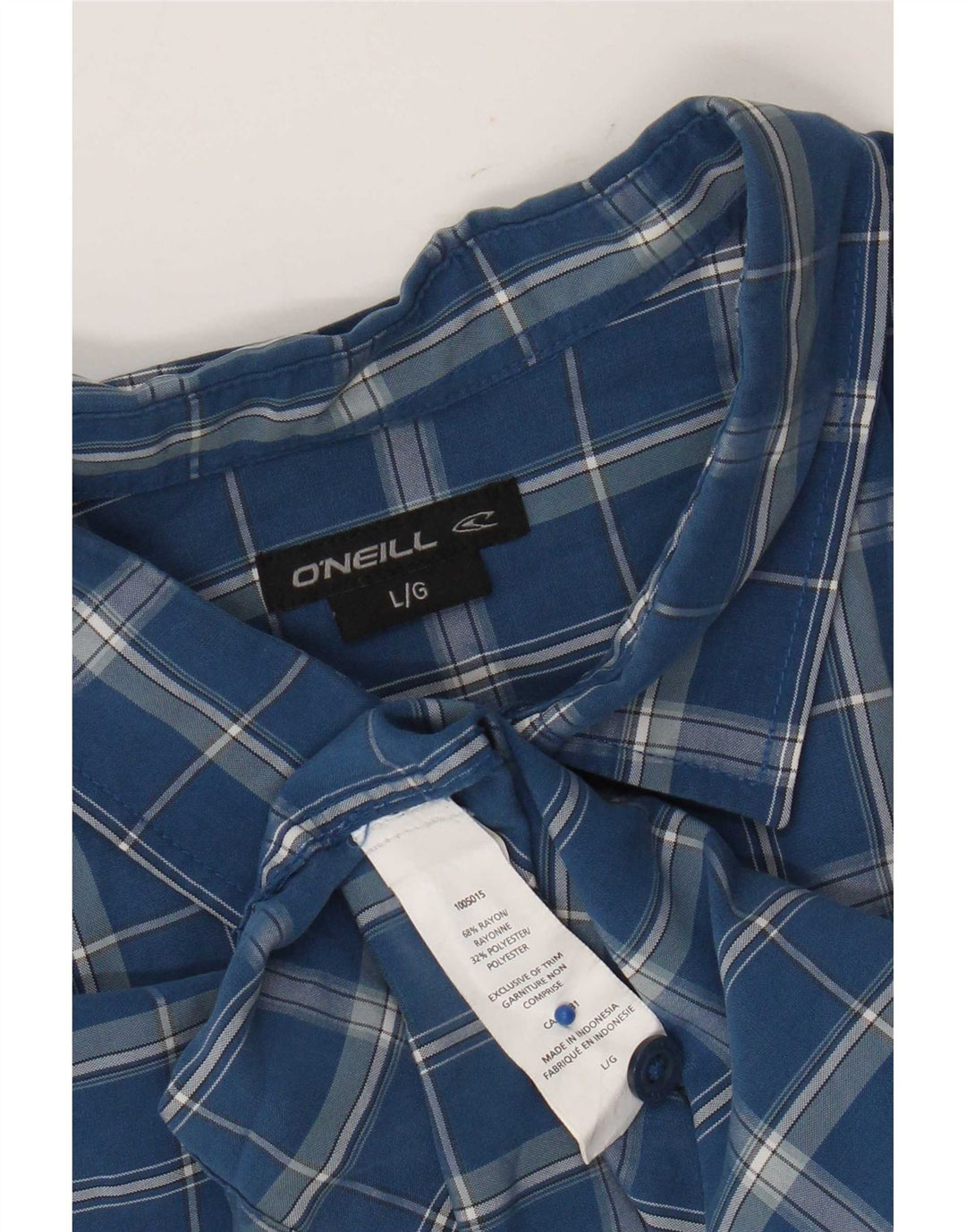 O'Neill Mens Short Sleeve Shirt Large Blue Check Rayon