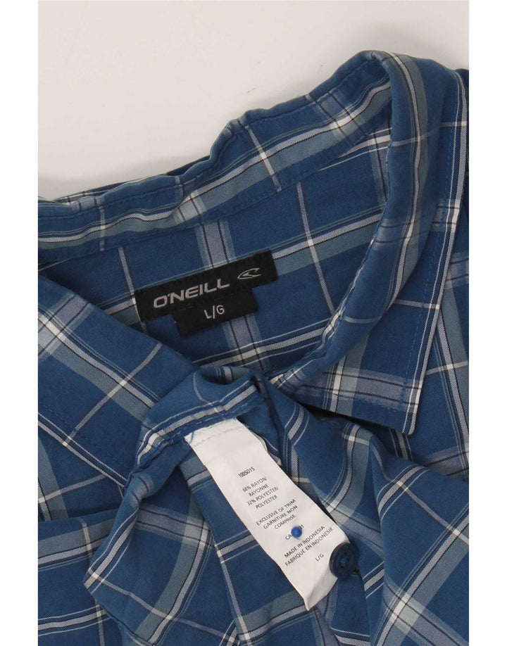 O'Neill Mens Short Sleeve Shirt Large Blue Check Rayon
