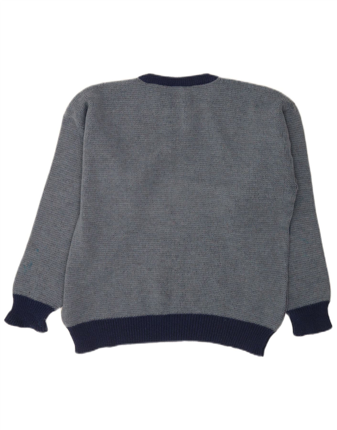 Vintage Mens Boat Neck Jumper Sweater IT 52 Large Blue Geometric